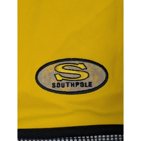 Vintage Southpole Jersey Polo Shirt L Yellow Quarter Zip Sporting Gear Spell Out - Picture 6 of 9
